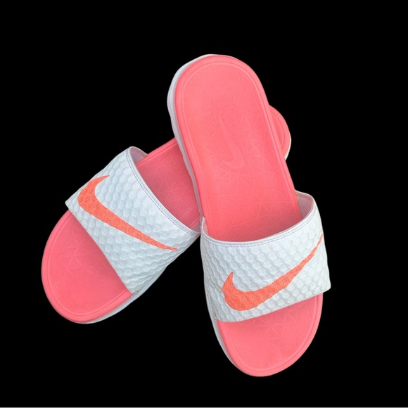 Nike Shoes - Nike Women's Coral and White Slide Sandals